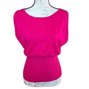 Bisou Bisou Women's Size Small Fuchia Blouson Chain Detail Sleeveless Tank